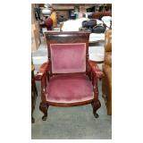 Queen Anne parlor arm chair padded back overall