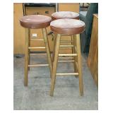 Three bar stools with padded 13" vinyl seats - 30