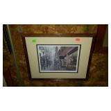 Downtown scene wall picture signed framed and