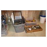Group lot with air filters, jump cables,