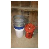 6 plastic buckets and a extension cord