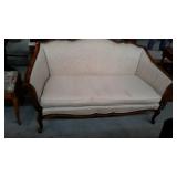 Single cushion parlor sofa, with wood trim,