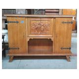Oak multi-function cabinet - center section has