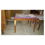 Queen Anne footed vanity bench padded floral seat