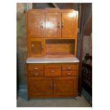 Hoosier style 2-pc kitchen cupboard with metal