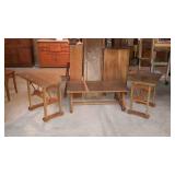 3-pc coffee & end table set- oak with wagon wheel