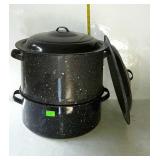Enamel canner 13 x 5.5" with lid jar rack and