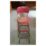 Red kitchen step stool with vinyl seat - some