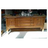 Oak credenza with key - three center drawers