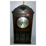 Vintage wall hanging clock with key and pendulum,