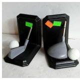 Golf themed book ends, pair of matching book ends