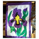 Flag pole with iris flag, glad measures 39 inches