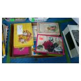 Flat with boxes of vintage greeting cards.