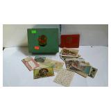 Vintage ephemera lot, also includes painted metal