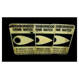 Three metal Neighborhood Watch signs. 12" x 18"