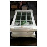 Skid of three 9 pane glass windows, measures 43