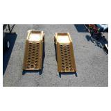 Yellow lawn mower ramps