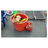 Group lot, includes fuel can, and muck bucket