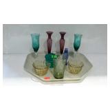 Colored glassware - vases, stemware, depression