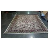Area rug - beige with red and black  floral design
