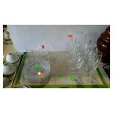 Glass - set of eight Crystal wine flutes, and