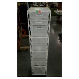 Metal storage rack with eight mesh drawers -