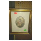 Print - Cherub scene, framed & double matted -