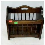 Magazine rack. Dark stained pine with applied