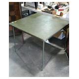 Folding card table, green. 35" square and 2i"