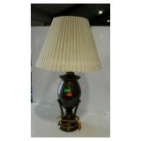 Metal urn style lamp with pleated shade. 31"