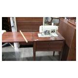 Sears Kenmore sewing machine and table, when open