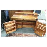 Sewing machine wheeled stand with storage.