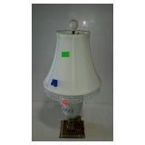 Vintage dresser lamp with applies ceramic