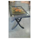 Folding side table. Painted black with applied