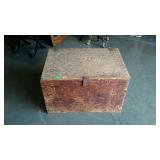 Wooden work job box with some assorted hardware
