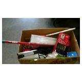 Misc- bookbags, folding snow shovel, Icicle lights