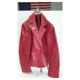 Red leather jacket - size M, cut small