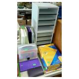 Office supplies lot- letter racks, accordian file
