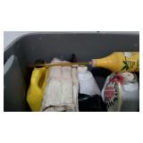 Grey tote with misc chemicals