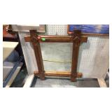 Wall mirror with oak cross bar frame and applied