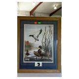 Print - duck scene "Autumn Air", framed - 25 x 31