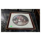 Framed home decor print of flowers, 23 by 23