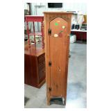 Pine single door cabinet, measures 15 by 11 by 60