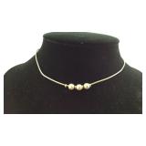 Sterling Silver 3 Bead 16 inch Necklace