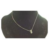 "J" CZ Sterling Silver Adjustable Necklace