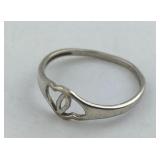 Interlocking Heart Sterling Silver Ring Size 8