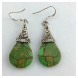 Green Turquoise Sterling Silver Dangle Earrings