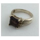 Smokey Quartz Sterling Silver Ring Size 8