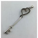 Diamond Sterling Silver Key Pendant