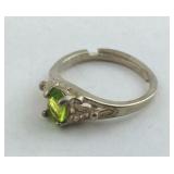 Peridot Sterling Silver Adjustable Ring